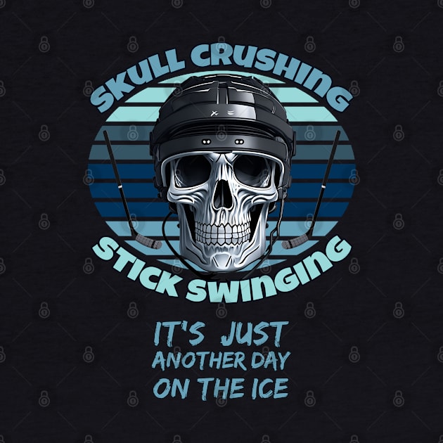 Ice Hockey Skull Crushing - stick swinging by Rusty Lynx Design